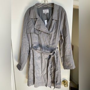Old Navy lightweight gray wool blend trench